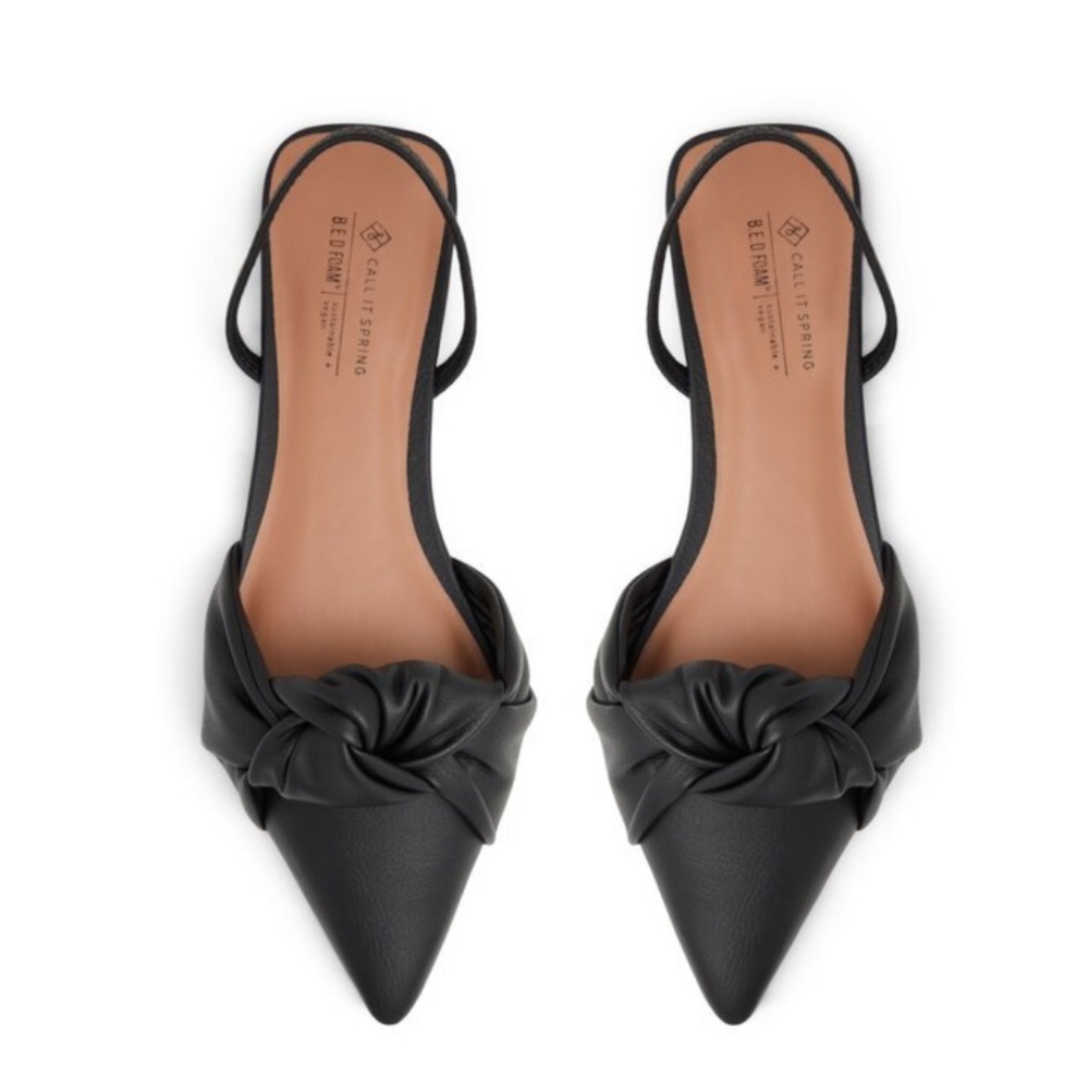 Call it Spring Vegan Black Pointy Toe Sling Backs